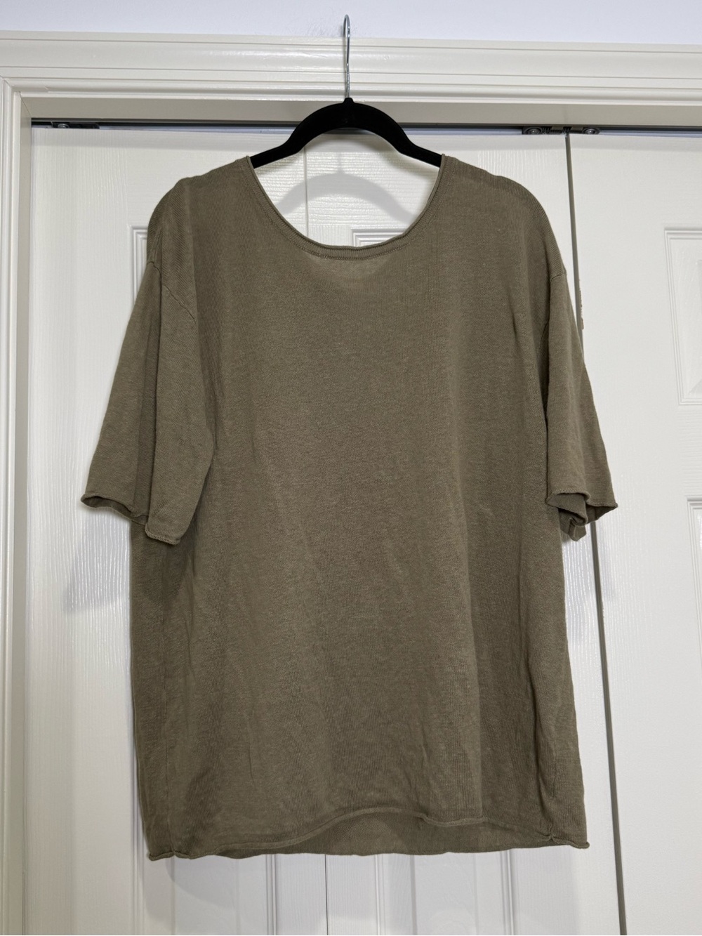 By Together Linen Blend Short Sleeve Relaxed Crew Tee Green Size Small